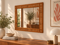 Specchio in Rattan Vintage 80x70 cm – Specchio da Parete in Rattan Intrecciato, Design Mid-Century