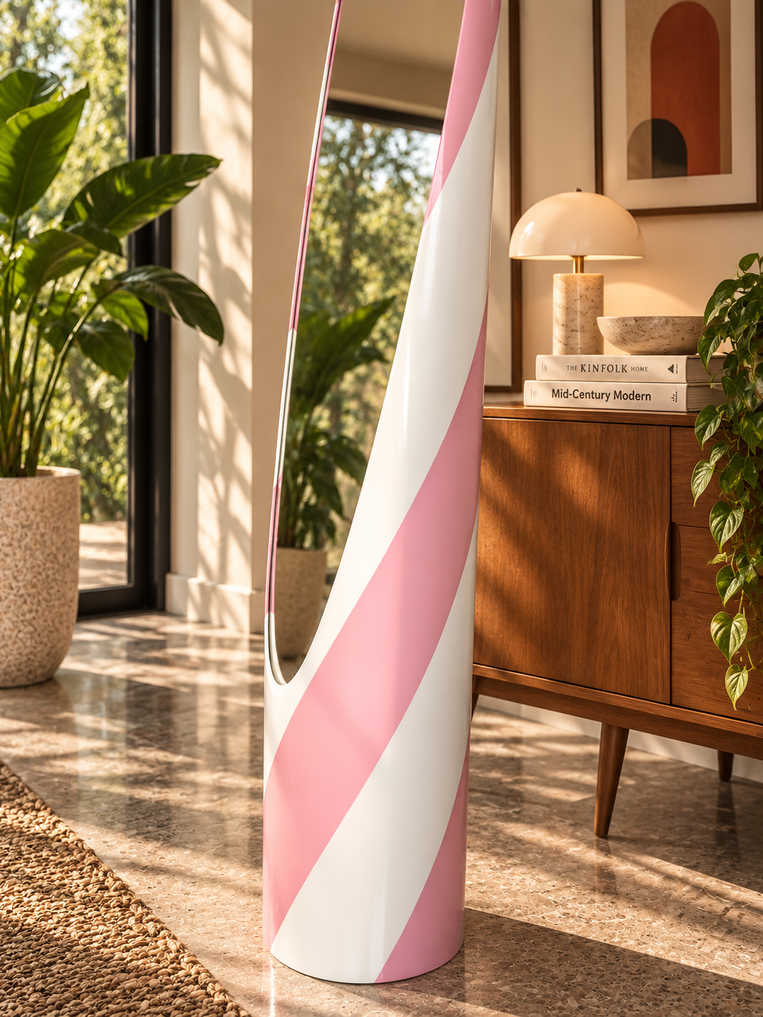 Candy Lipstick Mirror Rosa Chiaro RAL 3015 & Bianco – Design Italiano | Su Ordinazione