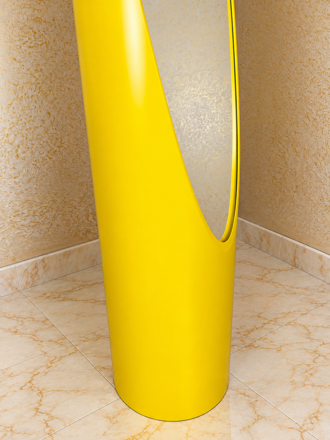 Lipstick Mirror – L’Iconico Specchio "Ad Unghia" (Space Age Design) - Giallo
