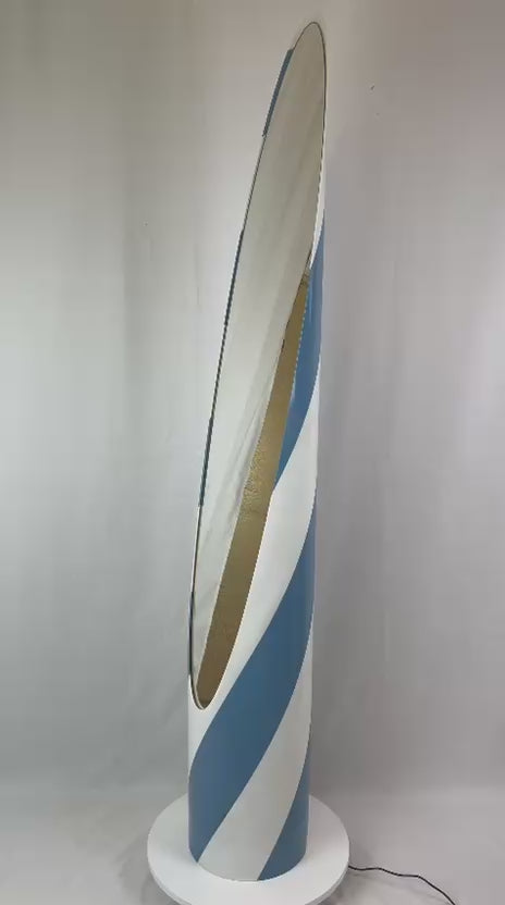 Candy Lipstick Mirror Blu Pastello RAL 5024 & Bianco – Design Italiano | Su Ordinazione